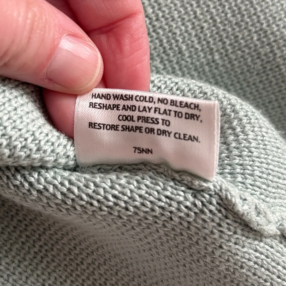 Eileen Fisher Sage Green Cotton Knit Sweater Cardigan Jacket Women’s Size Large